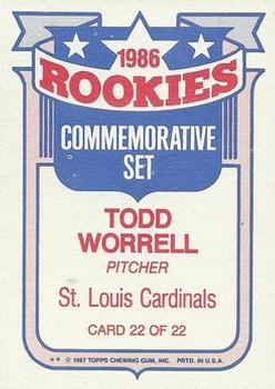 1987 Topps - Glossy Rookies #22 Todd Worrell Back