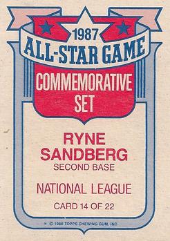 1988 Topps - Glossy All-Stars #14 Ryne Sandberg Back