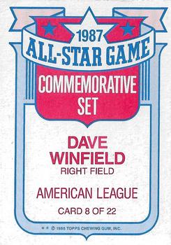 1988 Topps - Glossy All-Stars #8 Dave Winfield Back