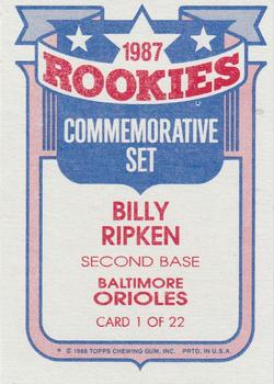 1988 Topps - Glossy Rookies #1 Billy Ripken Back