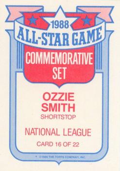1989 Topps - Glossy All-Stars #16 Ozzie Smith Back