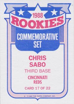 1989 Topps - Glossy Rookies #17 Chris Sabo Back