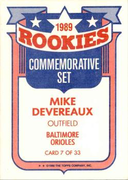 1990 Topps - Glossy Rookies #7 Mike Devereaux Back