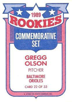 1990 Topps - Glossy Rookies #22 Gregg Olson Back