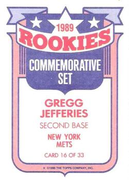 1990 Topps - Glossy Rookies #16 Gregg Jefferies Back