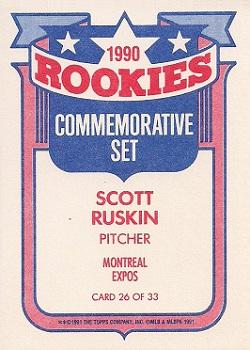 1991 Topps - Glossy Rookies #26 Scott Ruskin Back