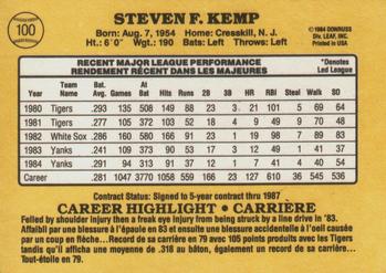 1985 Leaf #100 Steve Kemp Back