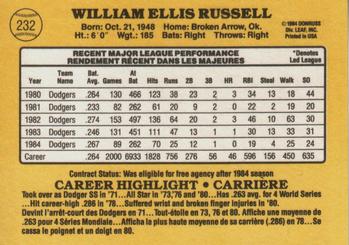 1985 Leaf #232 Bill Russell Back