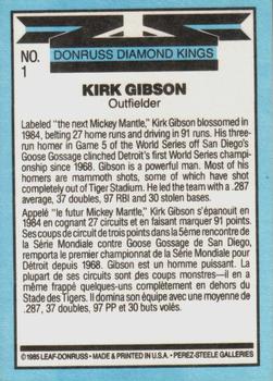 1986 Leaf #1 Kirk Gibson Back