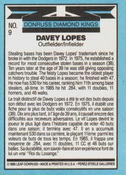 1986 Leaf #9 Davey Lopes Back