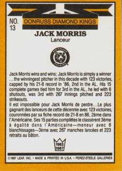 1987 Leaf #13 Jack Morris Back