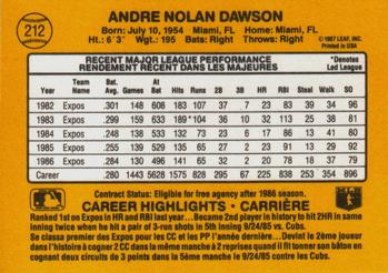 1987 Leaf #212 Andre Dawson Back