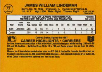 1987 Leaf #37 Jim Lindeman Back