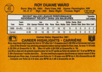 1987 Leaf #45 Duane Ward Back