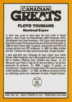 1987 Leaf #65 Floyd Youmans Back