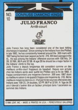 1988 Leaf #10 Julio Franco Back
