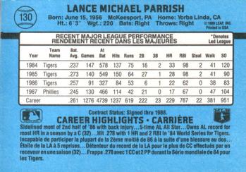 1988 Leaf #130 Lance Parrish Back