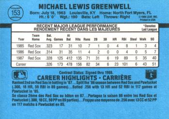 1988 Leaf #153 Mike Greenwell Back