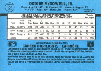 1988 Leaf #154 Oddibe McDowell Back