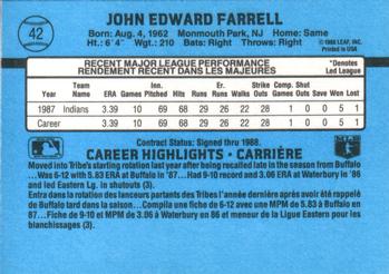 1988 Leaf #42 John Farrell Back