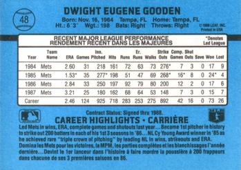 1988 Leaf #48 Dwight Gooden Back