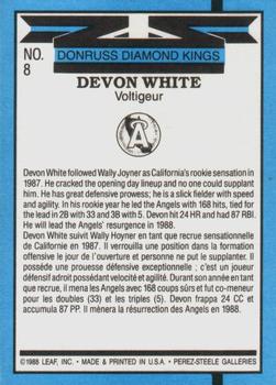 1988 Leaf #8 Devon White Back