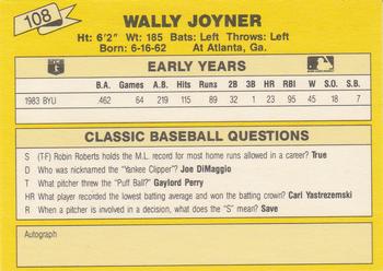1987 Classic Update Yellow #108 Wally Joyner Back