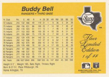 1985 Fleer Limited Edition #1 Buddy Bell Back