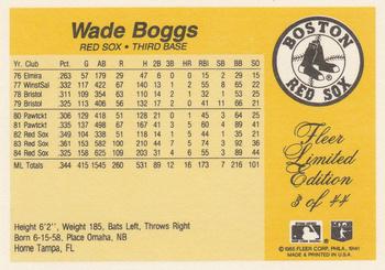1985 Fleer Limited Edition #3 Wade Boggs Back