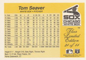 1985 Fleer Limited Edition #34 Tom Seaver Back