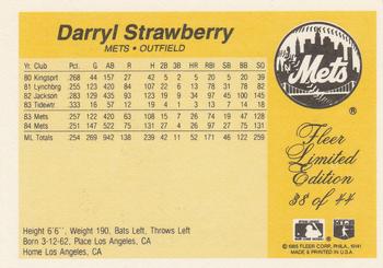 1985 Fleer Limited Edition #38 Darryl Strawberry Back