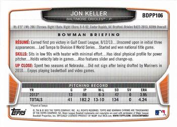 2013 Bowman Draft Picks & Prospects - Chrome Draft Picks #BDPP106 Jon Keller Back
