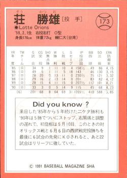 1991 BBM #173 Katsuo Soh Back