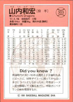 1991 BBM #305 Kazuhiro Yamauchi Back