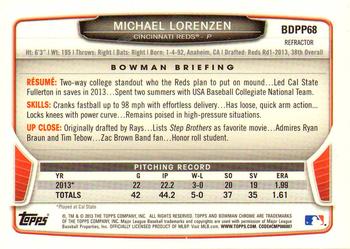 2013 Bowman Draft Picks & Prospects - Chrome Draft Picks Refractors #BDPP68 Michael Lorenzen Back