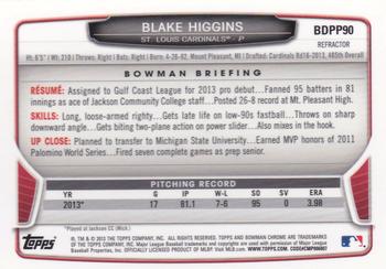 2013 Bowman Draft Picks & Prospects - Chrome Draft Picks Refractors #BDPP90 Blake Higgins Back