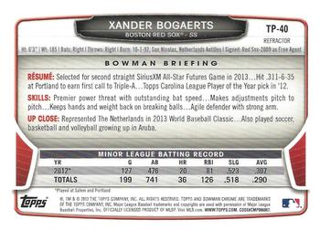 2013 Bowman Draft Picks & Prospects - Chrome Top Prospects Black Wave Refractors #TP-40 Xander Bogaerts Back