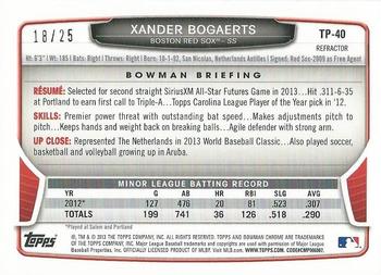 2013 Bowman Draft Picks & Prospects - Chrome Top Prospects Silver Wave Refractors #TP-40 Xander Bogaerts Back