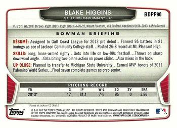 2013 Bowman Draft Picks & Prospects - Draft Picks #BDPP90 Blake Higgins Back