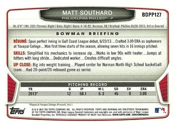 2013 Bowman Draft Picks & Prospects - Draft Picks #BDPP127 Matt Southard Back