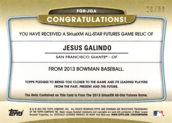 2013 Bowman Draft Picks & Prospects - Futures Game Relics #FGR-JGA Jesus Galindo Back