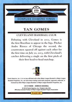 2014 Donruss #219 Yan Gomes Back