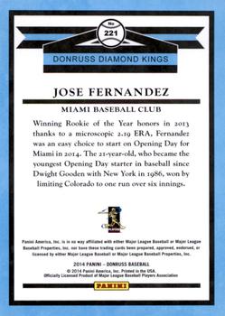 2014 Donruss #221 Jose Fernandez Back
