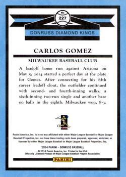2014 Donruss #227 Carlos Gomez Back
