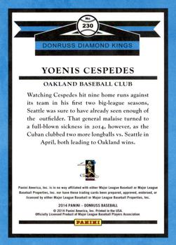 2014 Donruss #230 Yoenis Cespedes Back