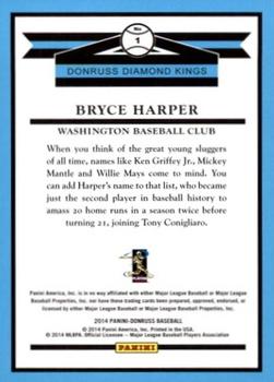 2014 Donruss #1 Bryce Harper Back