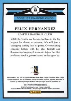 2014 Donruss #28 Felix Hernandez Back
