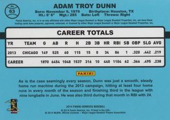 2014 Donruss #63 Adam Dunn Back