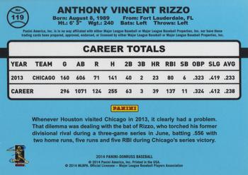 2014 Donruss #119 Anthony Rizzo Back