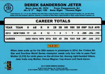 2014 Donruss #154 Derek Jeter Back